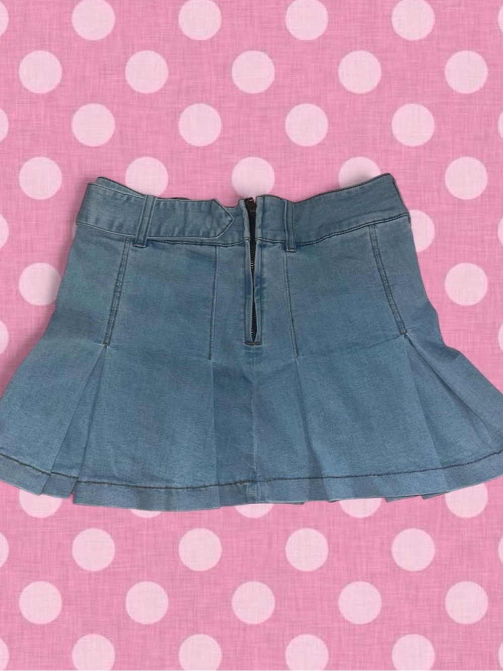 Garage Blue Denim Pleated Mini Skirt